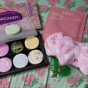 Shower Steamers, Headband, Korean Face Mask Spa Set New